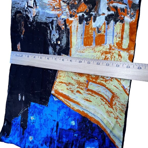 Dahlia Jewels 100% Silk Scarf Oblong 60" long Repo Van Gogh Night Cafe Art Scene - Picture 11 of 11